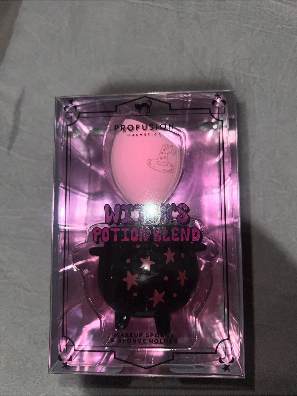 Profusion Cosmetics Pink Makeup Sponge with Black Cauldron Holder